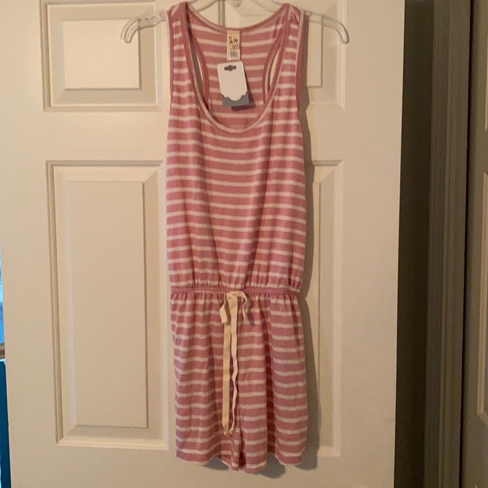 Pink and white romper